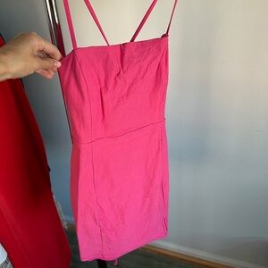 Curves Ahead Hot Pink Lace Up Bodycon Mini Dress - Lulus